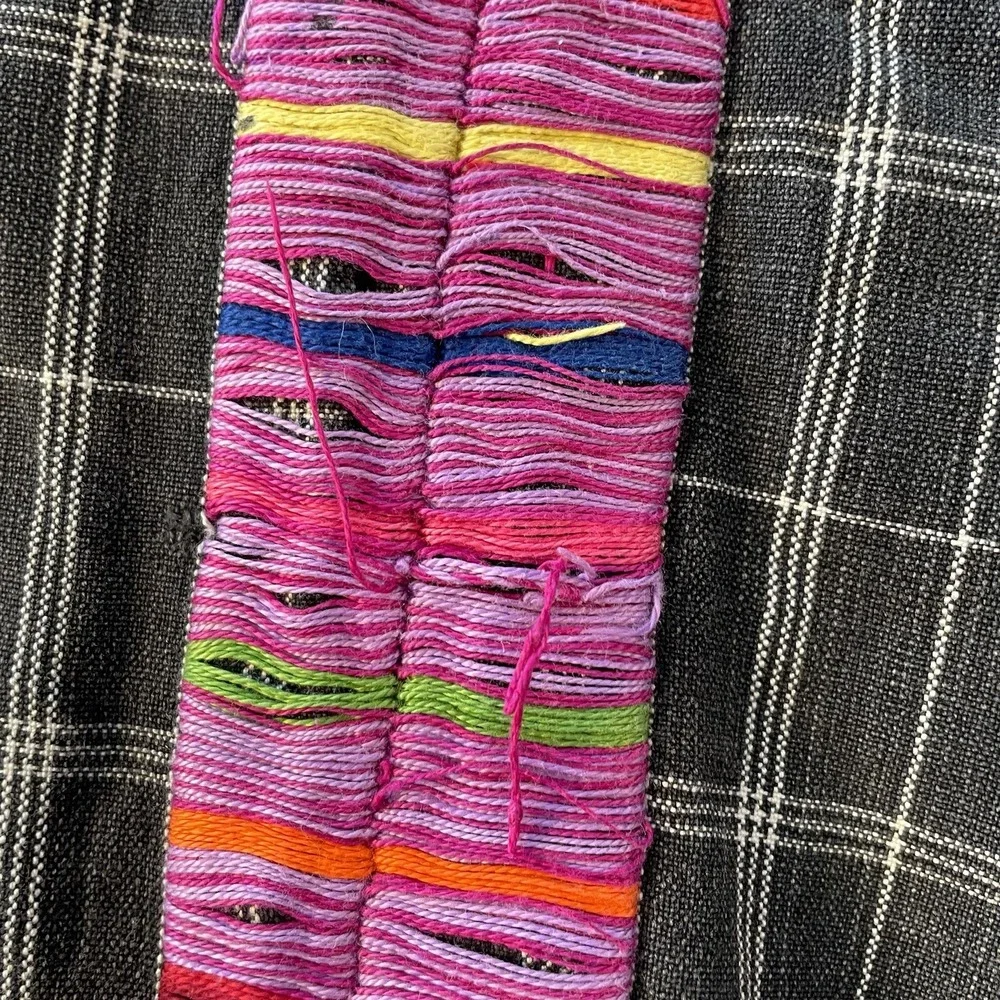 Sanders Imports 100% Cotton Material Black And White‎ Plaid With Purple And Pink
